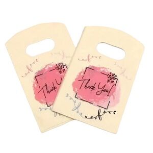 Bags Plastic 3.5”x6” Thank You (50ct) Cream w/ Handles